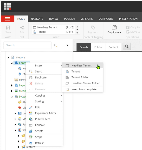 Create headless tenant